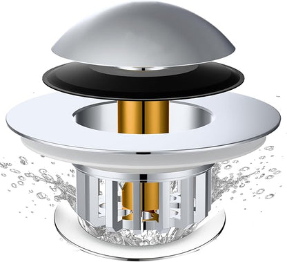Tub Stopper, Bathtub Drain Stopper, Bathroom Sink Stopper, Pop-up Drain Stopper, Bathroom Drain Plug, Bathtub Drain Stopper, Bathtub Plug for 1-1/2 to 1-3/4" Bath Drain Hole, Easy to Install & Clean