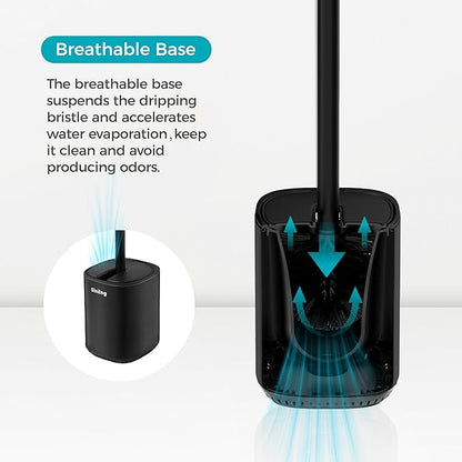 Toilet Brush and Holder Set Toilet Bowl Brush Stainless Steel Automatic Open lid Toilet Bowl Cleaner Brush with Durable Bristle Head Toilet Cleaning Brush for Bathroom