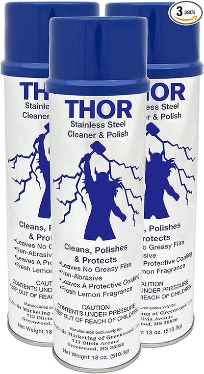 Thor 18 Oz Stainless Steel Cleaner & Polish: Clean and Polish Stainless Steel Appliances Including Brass, Copper, Aluminum, Formica and Porcelain Surfaces (3)