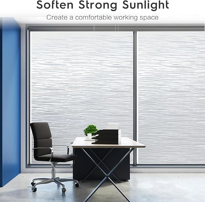 rabbitgoo Window Privacy Film Frosted Glass Film Removable Vinyl Door Coverings UV Blocking Decorative Static Cling Non-Adhesive Window Clings Sticker for Home Decor, 23.6 x 78.7 Inches