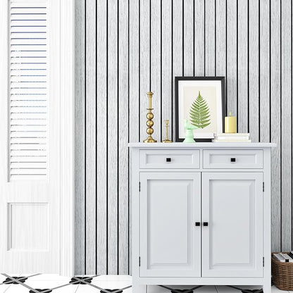 White Grey Wood Panels for Wall Slat Panel Self Adhesive Wood Slat 3D Wall Panels Peel and Stick 11.8"x197" Faux Foam Wooden Walls Panel Removable Modern Wooden Wallpaper for Bedroom Studio