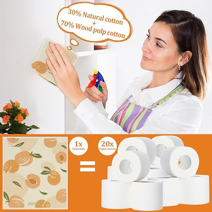 8Pcs Kitchen Dishcloths Absorbent Dish Cleaning Towels Washable Reusable Dish Cloths Non-Scratch Dishcloths Multipurpose Dish Towels with 4 Clips for Kitchen Bathroom 17x19x0.2 cm