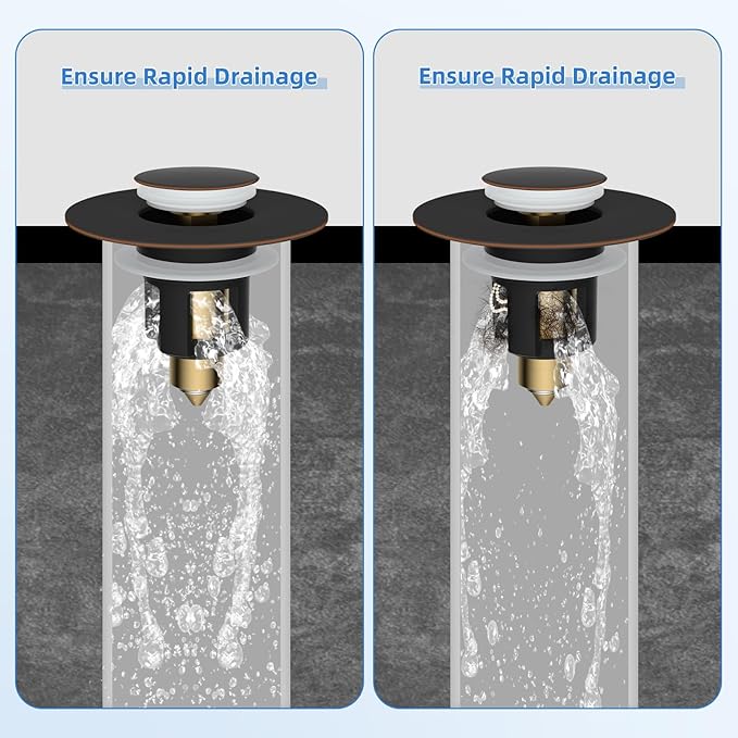 iFealClear 2 Pack Metal Universal Bathroom Sink Stopper, Upgraded Stainless Steel Sink Drain Strainer for 1.1''~2.36" Basin Pop Up Drain Strainer, Anti-Clogging Filter Basket, Oil Rubbed Bronze