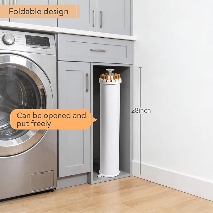 Clothes Drying Rack, Foldable Wooden Tripod Drying Rack Clothing for Small Apartments Balcony Bedroom, Portable Space Saving Laundry Rack, Floor Standing with 16 Poles for Indoor Air Drying