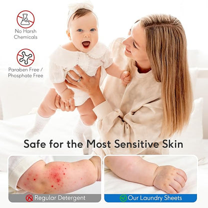 BellaLuce Sensitive Skin Laundry Detergent Sheets, 200 Loads (100 Count) - Hypoallergenic & Fragrance Free Washing Strips, Gentle for Baby, Travel & Dorm Essentials