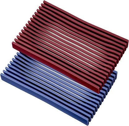 Aoheuo Modern Minimalist Soap Dish (2Pack),Drainage Silicone Soap Holder,5.5 Long by 3.15 Wide,0.55 inches high,Used for Kitchen,Bathroom,and Bar Sink(Red,Blue)