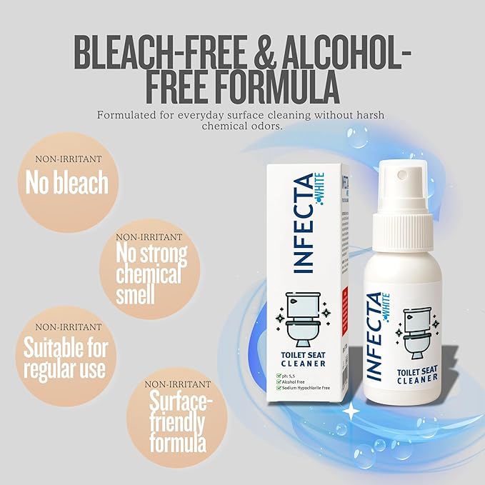 INFECTA WHITE – Toilet Spray, Travel Size Multipurpose Cleaning Spray (50 ml), All Purpose Cleaner for Toilet Seats, Bathtub, Fresh Scent, Bathroom Essentials & Mini Travel Toiletries (Pack of 2)