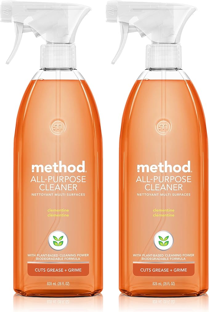 Method All-Purpose Cleaner Spray, Clementine, Perfect for Most Counters, Tiles, Stone, and More, 28 oz Spray Bottles, (Pack of 2)