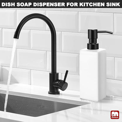 GMISUN White Soap Dispenser Bathroom, Hand Glass Soap Dispenser with Stainless Steel Pump, 12 fl oz/350ml Dish Dispenser for Kitchen, Modern Refillable Liquid Soap and Lotion Dispenser for Countertop