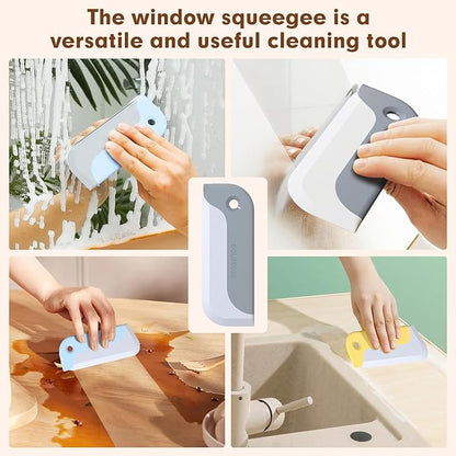 3 Pack Small Squeegees, Squeegee for Shower Glass, Car Window Squeegee, Glass Squeegee. Grey, Yellow, Blue for Home Kitchen, Countertop, Auto Windows, and Bathroom Mirrors