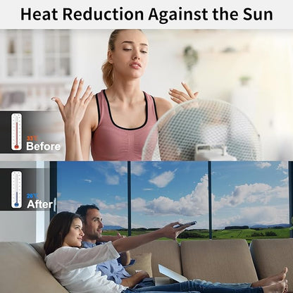 Window Privacy Film One Way, Reflective Mirror Window Film Daytime Privacy, UV Sun Blocking Heat Control Static Cling, Window Tint for Home Office - 23.6 Inch X 13.1 Feet