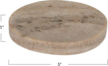 Creative Co-Op Marble Round Soapdish, Beige