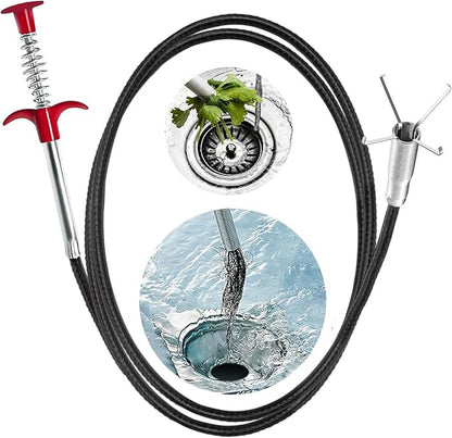Drain Snake 76Inch, Unclog Drain Tool for Bathroom Sink, Shower, Bathtub, Car & Tight Spaces,Flexible Sink Snake Drain Cleaner Tool Set, Sink Declogger, Hair Puller from Drain (76inch)