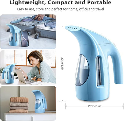 HiLIFE Steamer for Clothes, Portable Handheld Design, 240ml Big Capacity, 700W, Strong Penetrating Steam, Removes Wrinkle, for Home, Office(ONLY FOR 120V) (Blue)