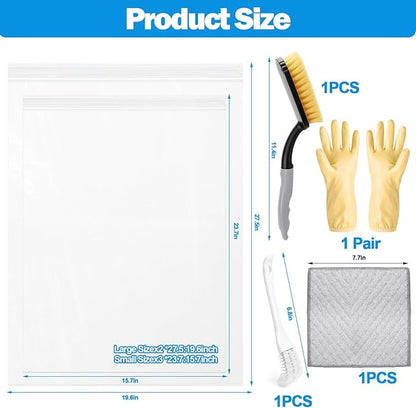 XANGNIER 9 Pack Oven Rack Cleaning Bags Kit with Brush,No Cleaner Included,Simple to Use,No Messy Hands Reusable Leakproof Soaking Cleaner Bags for Removable Metal Rack,BBQ Grills,Grill Grate