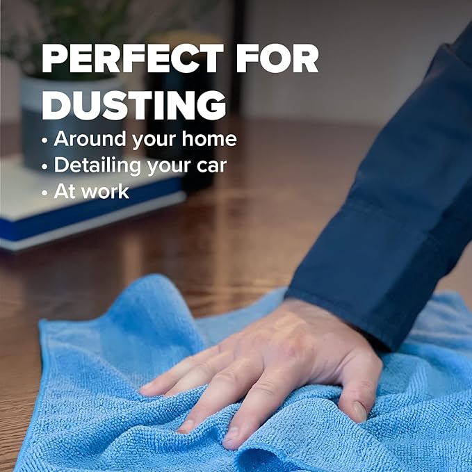 Pinnacle Mercantile Microfiber Cleaning Cloths Extra Large 16x16in Pack of 240 Highly Absorbent Lint Free Streak Free Non-Abrasive Clean Wet or Dry Washable Reusable for Home Kitchen, Car, Janitorial