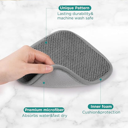 GeeRic Microfiber Dish Drying Mat, Super Absorbent Kitchen Dish Drying Pad for Mother's Day, Reversible Gift Mats for Countertop, 7 * 7 inch Gray