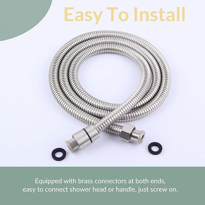 Flexible Shower Hose 59 Inches, APLusee 304 Stainless Steel Shower Tube With Swivel Brass Connector, Extension Replacement Part For Handheld Sprayer And Bidet, Brushed Nickel