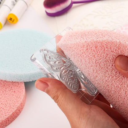 BAOFALI 7 Pcs/Set Stamp Shammy Scrubber,Stamp Cleaning Sponge,Ink Removing Tool for Applicable to Stamp Cleaning Cloth Stamps Rubber Stamps,Stamp Positioners and Craft Supplies Tool