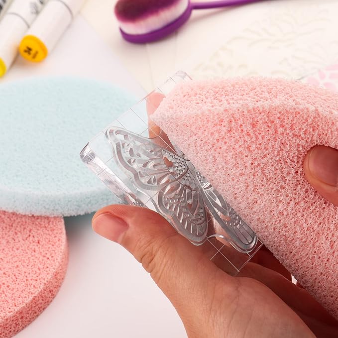 BAOFALI 5 Pcs/Set Stamp Shammy Scrubber,Stamp Cleaning Sponge,Ink Removing Tool for Applicable to Stamp Cleaning Cloth Stamps Rubber Stamps,Stamp Positioners and Craft Supplies Tool