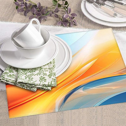 Blue Burnt Orange Fluid Art Dish Drying Mats for Kitchen Counter & Sink, Absorbent Microfiber Drying Pad for Dishes, Reusable Foldable Modern Abstract Kitchen Dish Draining Mat, Home Decor, 16" x 18"