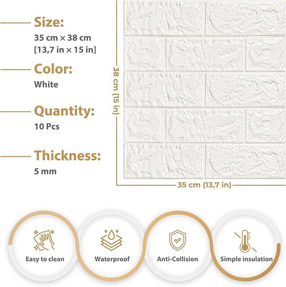 JOLOV 20 PCS 3D Wall Panels Peel and Stick - PE Foam DIY Self Adhesive, Waterproof, Perfect for Interior Wall Decor in Bedroom & Living Room (20)