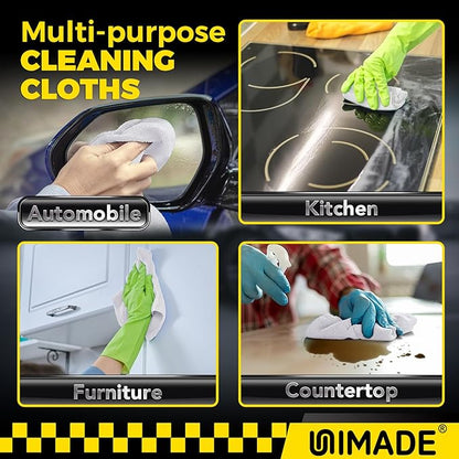 Microfiber Cleaning Cloth, 24 Pack Reusable Microfiber Towels for Cars Lint Free Cleaning Shop Towel Rags for Home Kitchen Automotive Bar Mechanic Restaurant Garage, 11"x 12", White