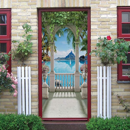 3D Door Stickers Murals - Peel & Stick Landscape Wallpaper Self-Adhesive Decals Removable PVC Waterproof Poster Bedroom Living Room Decoration 37.4" x 78.7"