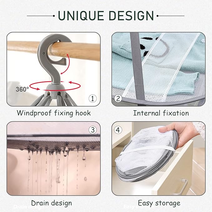 3 Tier Folding Mesh Clothes Drying Rack, Stackable Sweater Drying Rack with Internal Fixation, Portable Hanging Laundry Rack for T-Shirt,Swimsuit,Sweater,Delicates (1 Pack)