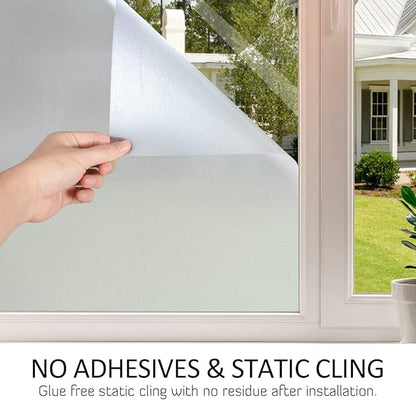 HIDBEA Frosted Window Privacy Film Heat Control UV Blocking, Static Cling Non-Adhesive Reusable Door coverings for Bathroom Home Office (Frosted 41.3 Inch x 13.1 Feet)