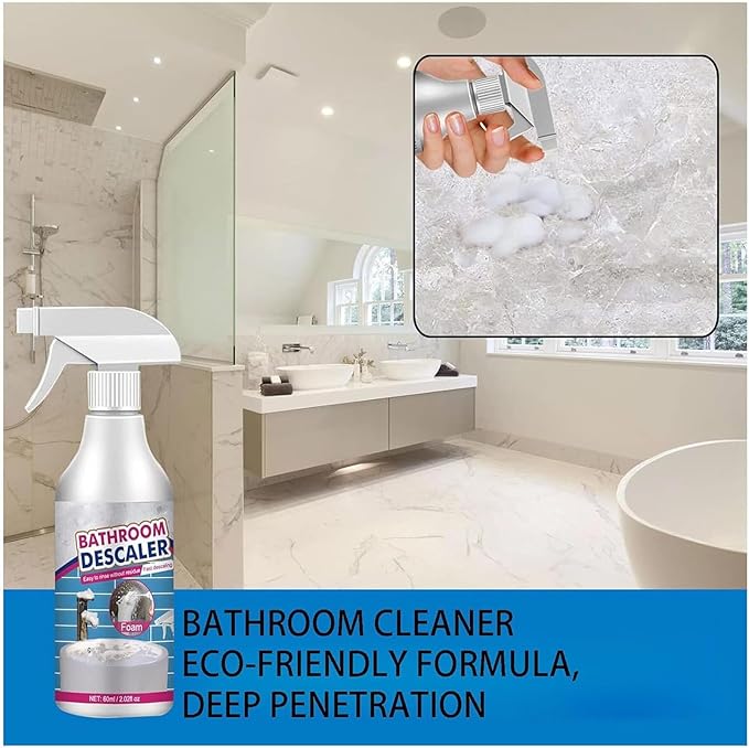 Bathroom Descaler Foam Cleaner Spray, Stubborn Stains Cleaner, All-Purpose Bathroom Descaler Foam Spray, For Bathtub, Toilet, Glass, Faucet (2 Pcs)