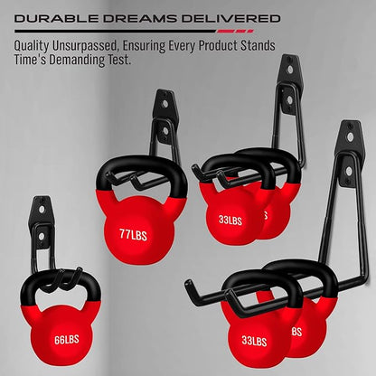 Garage Tool Storage Wall Hook Assortment Set: 15PCS Heavy Duty Large Hanger Garden Tool Organizer Ladder Bike Rack Yard Tool Holder Shed Shovel Metal Screw Organization Bicycle Steel Bracket, Black