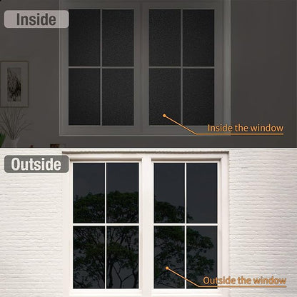 Total Blackout Window Privacy Film with Installation Tools,100% Light Blocking Heat Control Static Cling,Room Darkening Opaque Window Cover,Blackout,23.6 Inch X 6.5 Feet