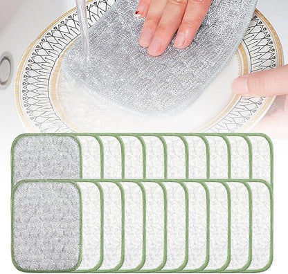 Multipurpose Wire Dishwashing Rags for Wet and Dry, Double Layer Wire Cleaning Cloths for Sinks Pots Pans, Thick Non Scratch Wire Dishcloth Scrubbing Pads Kitchen Supplies, Towel Wire Cleaning (20)