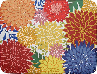 Modern Floral Dish Drying Mat Large Multicolored Tropical Drying Pad for Kitchen Counter