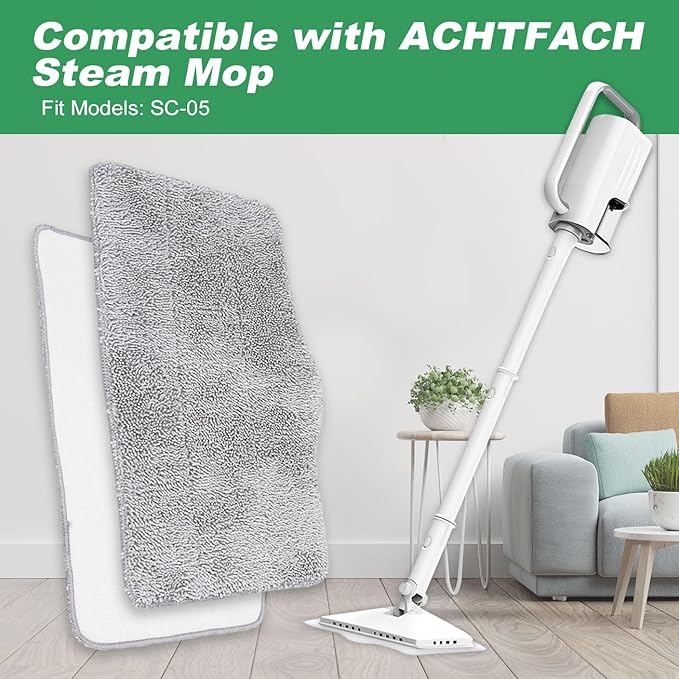 Microfiber Steam Mop Pads Compatible with ACHTFACH & ScrubWiz Steam Mop, Washable & Reusable Microfiber Steam Mop Cloth for All Types of Surfaces