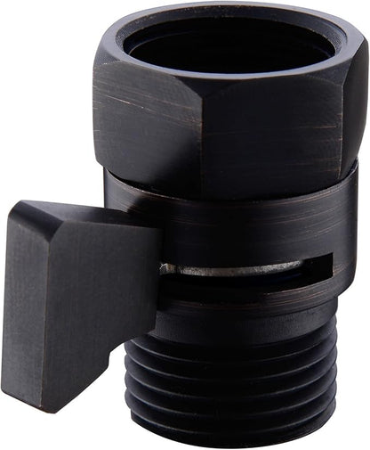 Solid Brass Shower Head Shut Off Valve Water Flow Control with Brass Handle On Off Switch for Hand Shower Bidet Sprayer Shower Arm, Oil Rubbed Bronze