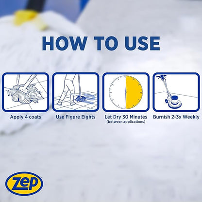 Zep Wet Look Floor Polish - 1 Gallon (Case of 2) ECZUWLFF1282 - Long Lasting Glossy Finishing Polish, Scuff & Slip Resistant, for Vinyl (VCT), Sealed Concrete, Rubber, and No-Wax Tile Floors