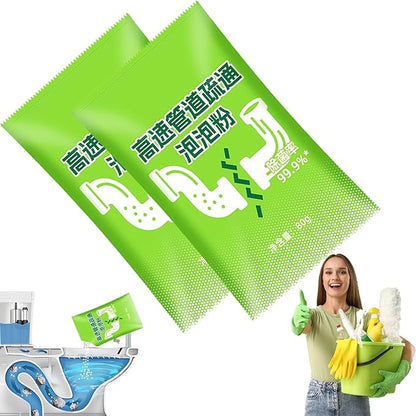 Powerful Pipe Dredging Agent - High Speed Drain Cleaner Foaming Powder, Wild Sink and Drain Cleaner Powder, Fast Foaming for Kitchen/Bathroom/Toilet Pipeline Quick Cleaning Tool (2Pcs)