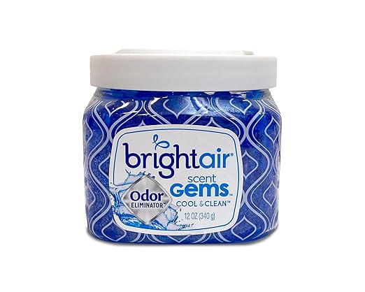 Bright Air Scent Gems, For Small to Medium-Size Spaces, Cool & Clean Scent, 12 oz. Each, Case of 6, Odor Eliminator & Air Freshener, Natural Essential Oils, Lasts Up to 45 Days Each