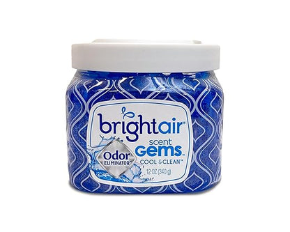 Bright Air Scent Gems, For Small to Medium-Size Spaces, Cool & Clean Scent, 12 oz. Each, Case of 6, Odor Eliminator & Air Freshener, Natural Essential Oils, Lasts Up to 45 Days Each