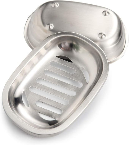 IMEEA Silver Soap Dish SUS304 Stainless Steel Brushed Soap Dish with Drain Bathroom Soap Holder