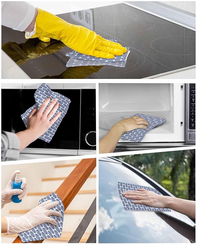 6 Pack Abstract Gradient Kitchen Dish Cloths, Leaves Texture Dishcloths for Kitchen, Reusable Paper Towels, Super Absorbent Quick Drying Washcloths Cleaning Wipes, 8x7 inch