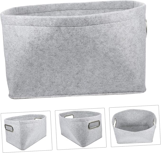 Hemobllo Felt Storage Basket Large Capacity Multi Purpose Organizer for Clothes and Sundries Lightweight Laundry Hamper for Home Bathroom Bedroom Light Gray