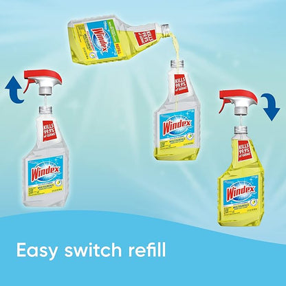 Windex Refill Multipurpose Cleaner Disinfectant Spray, Bottle Made from 100% Recycled Plastic, Surface Cleaning Spray, Citrus Fresh Scent, 32 Fl Oz