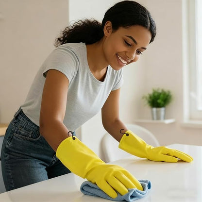 Dishwashing Rubber Gloves for Cleaning – 4 Pairs Kitchen Gloves with Handing Hooks Washing Dishes Household Glove - Large