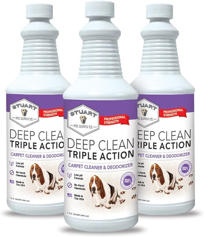 Stuart Pet Supply Co. Professional Strength Deep Clean (Gal.) 3X Carpet Cleaner Solution & Deodorizer, Concentrated Encapsulating Carpet Shampoo, Pet Odor & Dirty Carpet Cleaning Solution 128 fl oz.