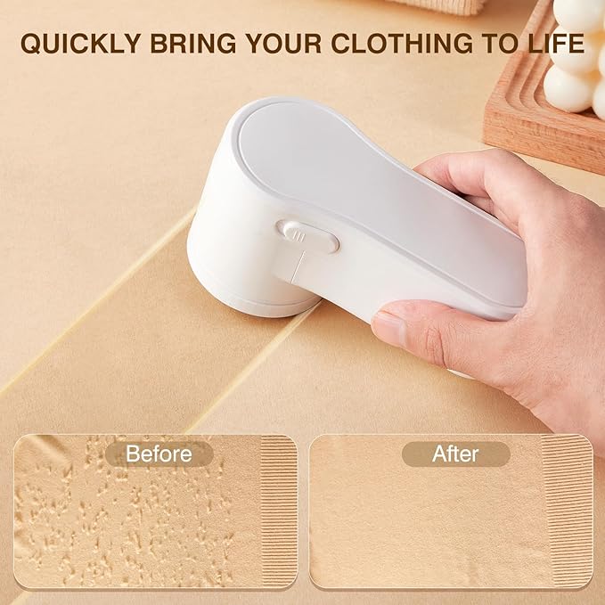 Fabric Shaver, Lint Remover Rechargeable, Electric Portable Sweater Defuzzer Digital LED Display to Remove Pilling for Clothes, Furniture, Sweater, (White with one Shaver Blades)