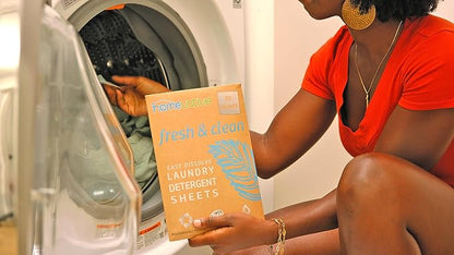Homevative Laundry Detergent Sheets, 30 Sheets, Up to 60 Loads, Easy Dissolve, Fresh & Clean, Eco package, HE Compatible, Septic friendly, Great for travel, college, laundromat and at home