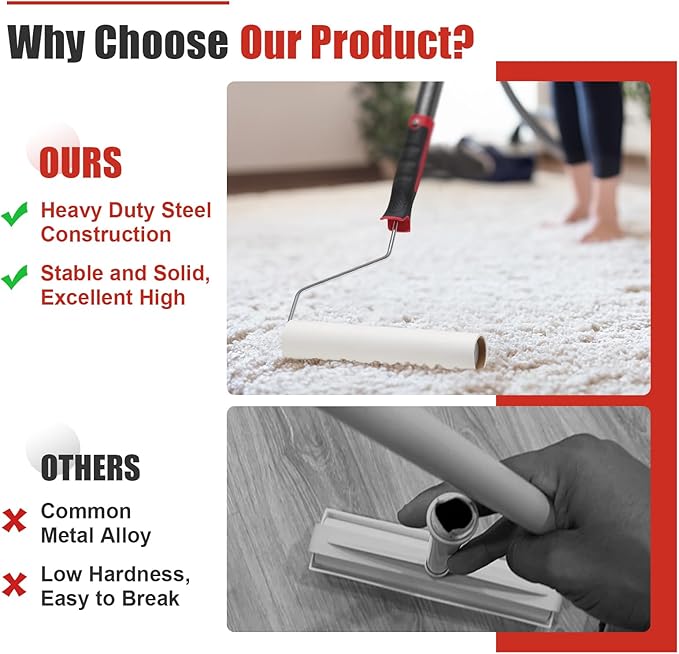 Large Lint Rollers for Pet Hair Extra Sticky, Dog & Cat Hair Remover, 9.45" Wide, 51" Long Handle Pet Hair Fur Sticky Lint Roller, Ideal for Floor, Carpets, Couch, Bed Sheets, Clothing & Car Cleaning
